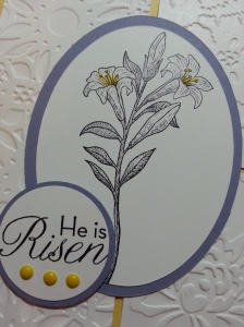 close up of front of card detail